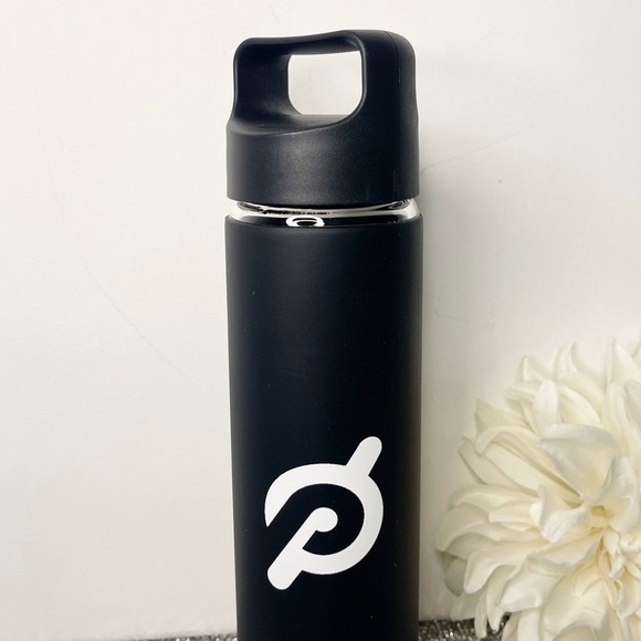 Peloton Glass Water Bottle Black Silicone Sleeve Screw Top New - Picture 5 of 7